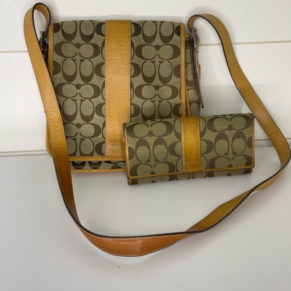 Coach Brown and Tan Crossbody Bag